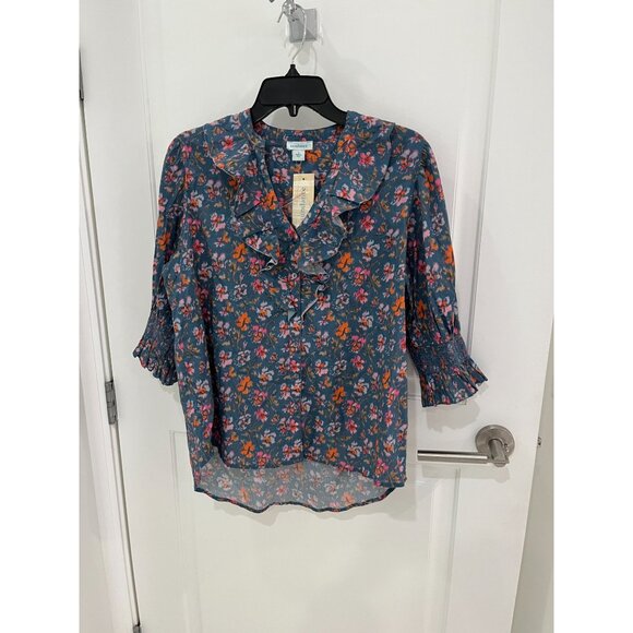NWT Sundance Jeanie Ruffle Tunic Top Button Down Floral Print Ruffle SMALL - Picture 2 of 8